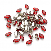 Dżety do Przyszycia, Szkło, Baza Mosiądz, Końskie Oko, Czerwony, 8x4x3.5mm, Otwór 0.8-1mm, 50szt (13WB29851)