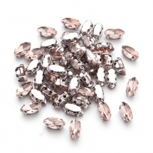 Dżety do Przyszycia, Szkło, Baza Mosiądz, Końskie Oko, Ciemny łosoś, 8x4x3.5mm, Otwór 0.8-1mm, 50szt (13WB29852)