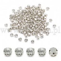 Dżety do Przyszycia, Szkło, Baza Mosiężne, Okrągły Płaski, Bezbarwne, 4x3mm, 144szt (13WB29875)