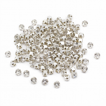 Dżety do Przyszycia, Szkło, Baza Mosiężne, Okrągły Płaski, Bezbarwne, 3x2.5mm, 144szt (13WB29876)