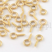 Тримачі Гвинтові Штифти з Петлею для Намистин з Напівотвіром Залізні, Світле Золото, 13х6.5х1.5мм, Отвір 4мм, близько 180шт/50г, (13WB29957)