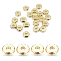 Намистини, Латунь, Стійке Покриття, Плоскі Круглі, Позолота 18К, 6х1.5мм, Отвір 2мм, (13WB29958)