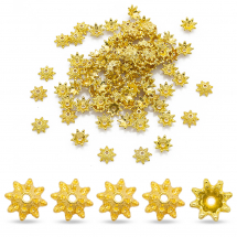 Шапочки для Намистин ССВ Пластик, Квітка, 8.5х3.5мм, Колір: Золото, 100шт (13WB30236)