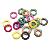 Łącznik Kółko Kokosowy, Płaski okrągły, Barwiony, Mix, 20~23x2~5mm, 20szt (13WB30266)