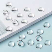 Kaboszony Przejrzysty Szklany, Okrągłe, do DIY, Bezbarwny, 14x7mm, 20szt (13WB30329)