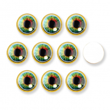 Kaboszony Szklany, Oko, Okrągłe, do DIY, Morska zieleń, 16x5mm, 10szt (13WB30349)