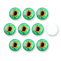 Kaboszony Szklany, Oko, do DIY, Okrągłe, Kolor: Jasnozielony, 14x4mm, 10szt (13WB30353)