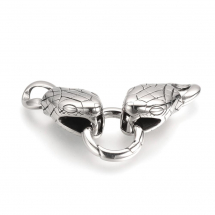 Zapięcie Kółko Sprężyste, Końcówki Wąż, Stal Nierdzewna, Antyczne Srebro, 77x15x13mm, Kółko: 13mm, 1szt (13WB30363)