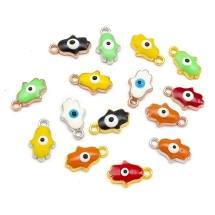 Кулон Рука Хамси, з Металу, Емальований, Колір: Мікс, Розмір: 12.5x7.5x3мм, Отвір 1мм (13WB30391)