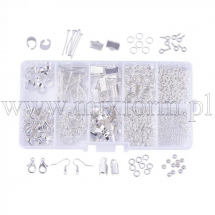Набір для виготовлення Прикрас, Латунь і Залізо, Срібло, 13х6.8х2.1см, 300шт/набір (13WB30473)