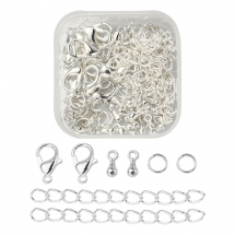 Набір для Виготовлення Подовжувального Ланцюга, Залізо та Сплав, Срібло, 42х38х18мм, близько 80шт/упак, (13WB30484)