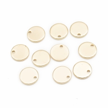 Підвіска Плоска Кругла, Латунь, Стійке Покриття, Позолота 18К, 8х1мм, Отвір 1мм, (13WB30626)