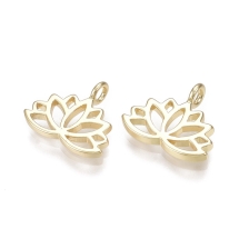 Підвіска Латунь, Лотос, Позолота 18К, 10.5х12.5х1мм, Отвір 1.8мм, (13WB30630)