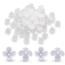 Шапочки для Намистин Акрил Матові, Прозорі, Квітка, 12х12х4.5мм, Отвір: 1.2мм, близько 150шт/20г, (13WB30637)
