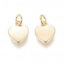 Підвіска Кулон із Латуні Серце, Стійке Покриття, Позолота 18К, 12х9.5х1.5мм, З'єднувальне кільце 5х0.8мм, (13WB30740)