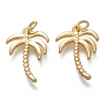 Підвіска Латунь, Пальма, Покриття Золото 18К, 16.5х12х2мм, З'єднувальне кільце 4х1мм, Отвір 2мм, (13WB30747)