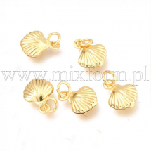 Підвіска Латунь, Мушля, Стійке Покриття Позолота 18К, 11х8х2.8мм, (13WB30761)
