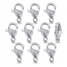 Zapięcie Karabińczyk-Lobster, Polerowana Stal Nierdzewna, 10x6x3mm, otwor 1.2mm, 10szt (13WB30780)