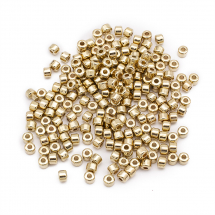 Намистини-роздільники Пластикові, Покриття ССВ, Циліндр, Колір: Світле Золото, 5.5х4мм, Отвір 2мм, близько 195шт/20г, (13WB30827)