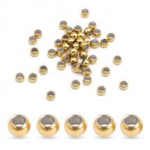 Koraliki Dystansowe, Okrągłe Stal Nierdzewna, Próżniowa Powłoka, Pozłacane 18K, 3x2mm, Otwór 1.5mm, 50 szt (13WB30828)