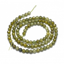 Намистини Фіаніти / Кубічний Цирконій, Круглі, Грановані, на Нитках, Колір: Оливково-сірий, 4мм, Отвір 0.8мм, близько 87шт/36см/нитка, (13WB30835)