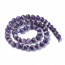 Koraliki Naturalny Ametyst Chevron, Okrągłe, 8mm, około 45szt/36cm/nić (13WB30867)