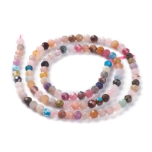 Намистини Натуральні Змішані Камені, Гранені, 4мм, Отвір 0.8мм, близько 95шт/37см/нитка, (13WB30881)