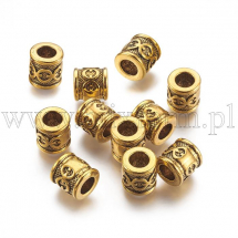 Намистини-Роздільники, Біжутерний Сплав, Трубка, Античне Золото, 10х10мм, Отвір 5.5мм, (13WB30963)