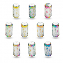 Koraliki Szklane, Galwaniczne z Kwiatowym Wzorem, Kolumna, Wielokolorowy, 20x10mm, Otwór. 1.2mm, 10szt (13WB30996)