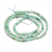 Koraliki Naturalny Amazonit, na nici, Rondel, Fasetowane, 3x2mm, otwór 0.8mm, około 155szt/37.5cm/nić, (13WB31055)