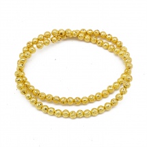 Koraliki Naturalna Lawa Galwanizowana, Okrągłe, Złoty, 4-5mm, około 87szt/37cm/sznur (13WB31063)