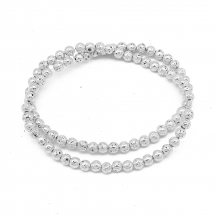 Koraliki Naturalna Lawa Galwaniczna, Okrągłe, Srebrny, 4-5mm, Otwór: 1mm, około 87szt/37cm/nić, (13WB31064)