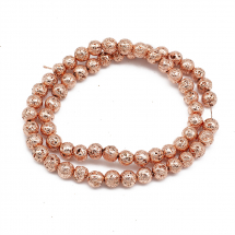Koraliki Naturalna Lawa Galwaniczna, Okrągłe, Różowe Złoto, 6~7mm, Otwór: 1mm, około 62szt/37cm/nic, (13WB31067)