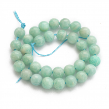 Koraliki Naturalny Amazonit, Klasa A, na nitce, Okrągłe, Średnica: 6mm, Otwór 0.8mm, około 28szt/19cm/nic, (13WB31073)