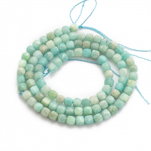 Koraliki Naturalny Amazonit, na nici, Fasetowane, Kostka, 3-4x3-4x3-4mm, otwór 0.6mm, około 92szt/nić, (13WB31076)