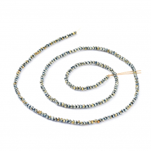 Koraliki Szklane Galwanizowane, Fasetowane, Rondel, Zielone, 2x1.5mm, około 210szt / 33cm / nic (13WB31227)