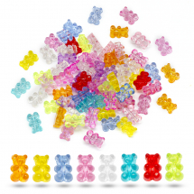 Намистини Акрилові Ведмедик Прозорий, Мікс, 16х10.5х7мм, Отвір 1.8мм, близько 65шт/50г, (13WB31229)