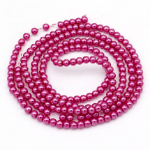 Koraliki Szklane Perłowe, Okrągłe, Fioletowo-Czerwony, 4mm. 216szt/86cm (5WB4842)