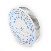 Drut Miedziany do Rękodzieła i Biżuterii, Srebro, 0.3mm, 20m/szpula, (13WB30896)
