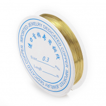 Drut Miedziany do Rękodzieła i Biżuterii, Złoty, 0.3mm, 20m/szpula (13WB30897)
