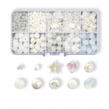 Набір для Виготовлення Прикрас, Білий, 130х65х23мм, Відсік 29х23х21мм, Намистини 4-10х3-9мм, Отвір 1-2мм, близько 711шт/набір, (13WB31032)