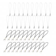 Baza Zawieszki do Breloków, Nylon, Czarny i Biały, 60mm, Średnica kółka 8mm, 40szt/zestaw (13WB29614)