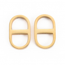 Łączniki Zawieszki, Stal Nierdzewna, Owal, Pozłacane 14K, 16x9.5x2mm, Otwór: 6x7mm, 2szt (13WB30853)