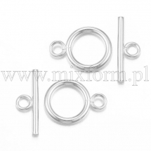 Zapięcie Toggle, Stal Nierdzewna, Srebrny, 18.5x13.5x2mm, Pałąk 20x7x2mm, Otwor 3mm, 2szt (13WB30938)