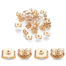Zatyczki do Kolczyków, Stal Nierdzewna, Pozłacane 24K, 6x4x3mm, Otwór 0.7mm, 100szt (13WB31004)