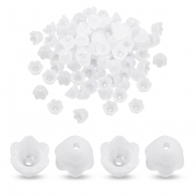 Шапочки для Намистин Акрилові Квітка, Матові, Прозора, 9.5х9х6.5мм, Отвір: 1.4мм, близько 100шт/25г, (13WB31009)