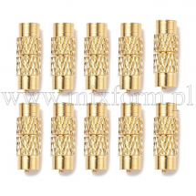 Zapięcie Skręcane, Śrubowe, Mosiądz, do Rękodzieła i Biżuterii, Złoto, 11~12x4mm, Otwór 1mm, 10szt (13WB31035)