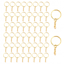 Кільце Замочок з Ланцюжком для Брелоків та Ключів Залізне, Золото, Довжина 45мм, Кільце 25x2.5мм, Внутрішній Діаметр 21мм, (13WB31084)