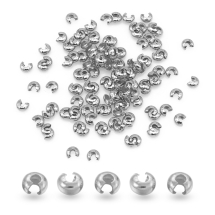 Koraliki Osłonki Maskująca Crimp, Mosiądz, Platyna, 3mm, otwór 1.2-1.5mm, około 115szt/5g (13WB31087)