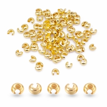 Koraliki Osłonki Maskująca Crimp, Żelazo, Złoto, 4mm, Otwór 1.5mm, około 85szt/10g, (13WB31088)